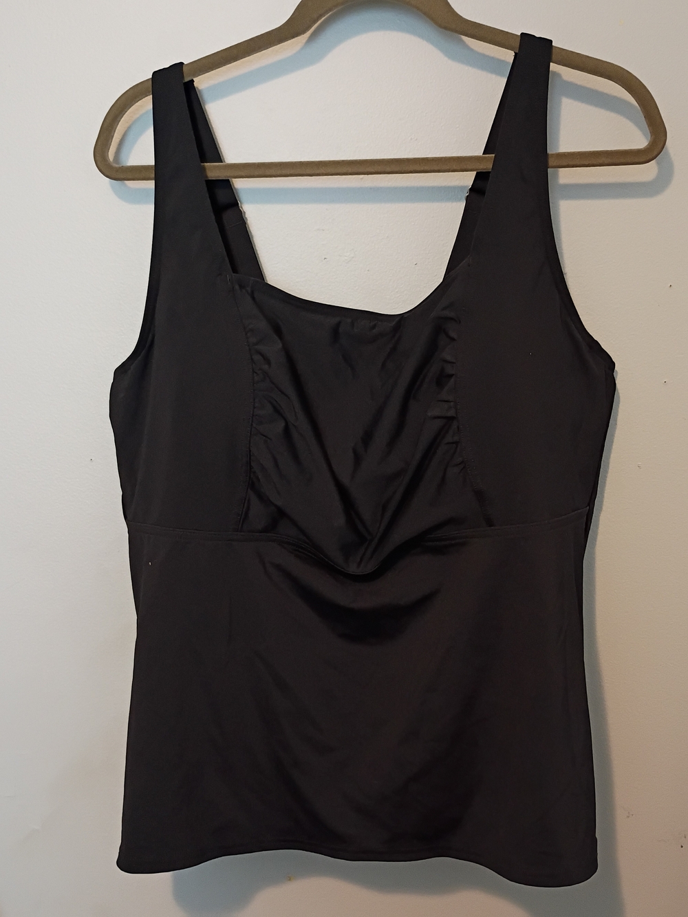 Lands' End Black Tankini Top with Shelf Bra